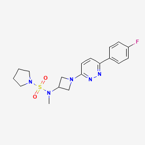 molecular formula C18H22FN5O2S B2584983 N-[1-[6-(4-Fluorophenyl)pyridazin-3-yl]azetidin-3-yl]-N-methylpyrrolidine-1-sulfonamide CAS No. 2415468-87-8