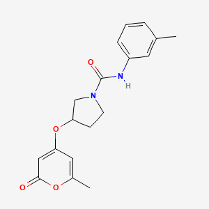 molecular formula C18H20N2O4 B2584985 3-((6-甲基-2-氧代-2H-吡喃-4-基)氧基)-N-(间甲苯基)吡咯烷-1-甲酰胺 CAS No. 1705249-86-0