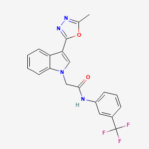 molecular formula C20H15F3N4O2 B2584994 2-(3-(5-methyl-1,3,4-oxadiazol-2-yl)-1H-indol-1-yl)-N-(3-(trifluoromethyl)phenyl)acetamide CAS No. 951505-27-4