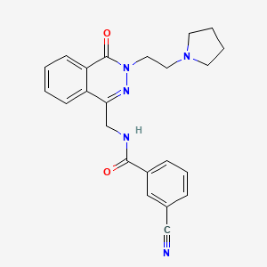 molecular formula C23H23N5O2 B2584997 3-氰基-N-((4-氧代-3-(2-(吡咯烷-1-基)乙基)-3,4-二氢酞嗪-1-基)甲基)苯甲酰胺 CAS No. 1428364-11-7