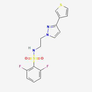 molecular formula C15H13F2N3O2S2 B2584999 2,6-二氟-N-(2-(3-(噻吩-3-基)-1H-吡唑-1-基)乙基)苯磺酰胺 CAS No. 2034453-10-4