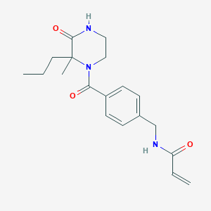 molecular formula C19H25N3O3 B2585005 N-[[4-(2-Methyl-3-oxo-2-propylpiperazine-1-carbonyl)phenyl]methyl]prop-2-enamide CAS No. 2200205-70-3