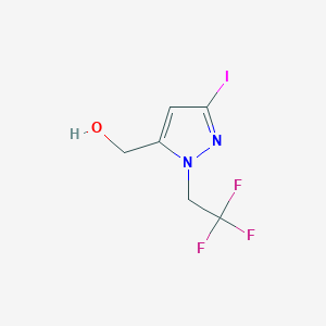 molecular formula C6H6F3IN2O B2585007 [5-Iodo-2-(2,2,2-trifluoroethyl)pyrazol-3-yl]methanol CAS No. 2226183-07-7