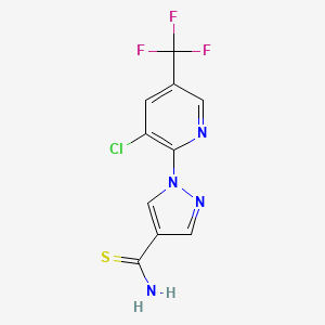 molecular formula C10H6ClF3N4S B2585008 1-[3-chloro-5-(trifluoromethyl)-2-pyridinyl]-1H-pyrazole-4-carbothioamide CAS No. 321534-55-8