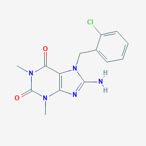 molecular formula C14H14ClN5O2 B258501 8-amino-7-(2-chlorobenzyl)-1,3-dimethyl-3,7-dihydro-1H-purine-2,6-dione 