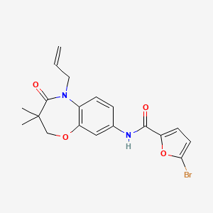 molecular formula C19H19BrN2O4 B2585019 N-(5-allyl-3,3-dimethyl-4-oxo-2,3,4,5-tetrahydrobenzo[b][1,4]oxazepin-8-yl)-5-bromofuran-2-carboxamide CAS No. 921794-42-5