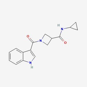 molecular formula C16H17N3O2 B2585026 N-cyclopropyl-1-(1H-indole-3-carbonyl)azetidine-3-carboxamide CAS No. 1396707-97-3