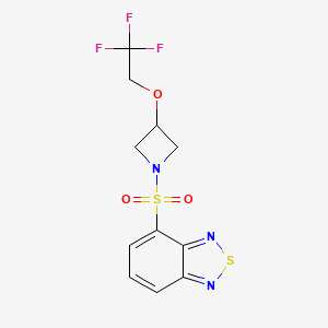 molecular formula C11H10F3N3O3S2 B2585028 4-((3-(2,2,2-三氟乙氧基)氮杂环丁-1-基)磺酰基)苯并[c][1,2,5]噻二唑 CAS No. 2034247-34-0