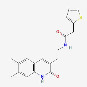 molecular formula C19H20N2O2S B2585036 N-[2-(6,7-dimethyl-2-oxo-1H-quinolin-3-yl)ethyl]-2-thiophen-2-ylacetamide CAS No. 851096-21-4