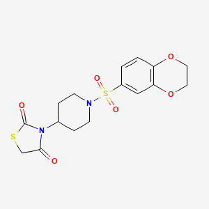 3-(1-((2,3-Dihydrobenzo[b][1,4]dioxin-6-yl)sulfonyl)piperidin-4-yl)thiazolidine-2,4-dione