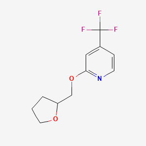 molecular formula C11H12F3NO2 B2585038 2-[(氧杂环-2-基)甲氧基]-4-(三氟甲基)吡啶 CAS No. 2189368-27-0