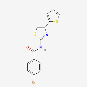 molecular formula C14H9BrN2OS2 B2585051 4-溴-N-(4-(噻吩-2-基)噻唑-2-基)苯甲酰胺 CAS No. 301236-53-3