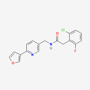 molecular formula C18H14ClFN2O2 B2585052 2-(2-chloro-6-fluorophenyl)-N-((6-(furan-3-yl)pyridin-3-yl)methyl)acetamide CAS No. 2034560-74-0