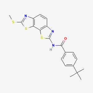 molecular formula C20H19N3OS3 B2585057 4-tert-butyl-N-(2-methylsulfanyl-[1,3]thiazolo[4,5-g][1,3]benzothiazol-7-yl)benzamide CAS No. 477503-28-9