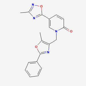 molecular formula C19H16N4O3 B2585083 5-(3-methyl-1,2,4-oxadiazol-5-yl)-1-((5-methyl-2-phenyloxazol-4-yl)methyl)pyridin-2(1H)-one CAS No. 1396855-58-5