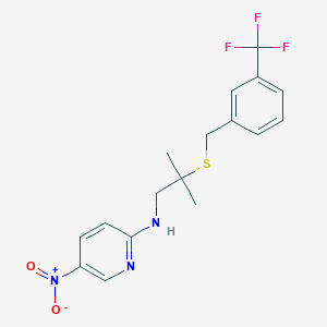 molecular formula C17H18F3N3O2S B2585085 N-(2-甲基-2-{[3-(三氟甲基)苯甲硫基}丙基)-5-硝基-2-吡啶胺 CAS No. 343373-01-3