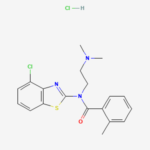 molecular formula C19H21Cl2N3OS B2585090 N-(4-chlorobenzo[d]thiazol-2-yl)-N-(2-(dimethylamino)ethyl)-2-methylbenzamide hydrochloride CAS No. 1216610-06-8