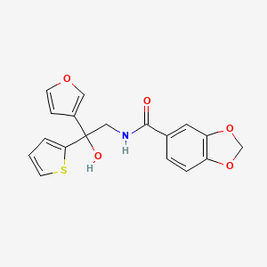 molecular formula C18H15NO5S B2585091 N-(2-(furan-3-yl)-2-hydroxy-2-(thiophen-2-yl)ethyl)benzo[d][1,3]dioxole-5-carboxamide CAS No. 2034487-20-0