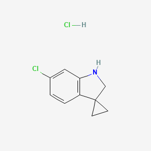 molecular formula C10H11Cl2N B2585102 6'-Chlorospiro[cyclopropane-1,3'-indoline] hydrochloride CAS No. 2197054-82-1