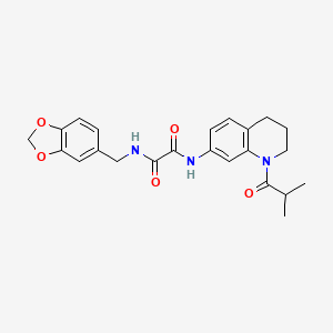 molecular formula C23H25N3O5 B2585103 N-[(2H-1,3-benzodioxol-5-yl)methyl]-N'-[1-(2-methylpropanoyl)-1,2,3,4-tetrahydroquinolin-7-yl]ethanediamide CAS No. 941945-43-3