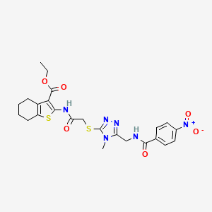 ethyl 2-(2-((4-methyl-5-((4-nitrobenzamido)methyl)-4H-1,2,4-triazol-3-yl)thio)acetamido)-4,5,6,7-tetrahydrobenzo[b]thiophene-3-carboxylate