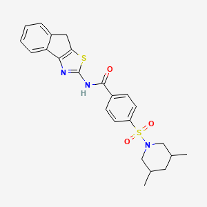 molecular formula C24H25N3O3S2 B2585110 4-((3,5-dimethylpiperidin-1-yl)sulfonyl)-N-(8H-indeno[1,2-d]thiazol-2-yl)benzamide CAS No. 681163-52-0
