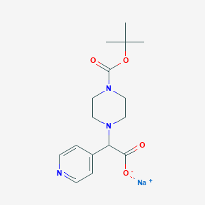 molecular formula C16H22N3NaO4 B2585116 2-[4-(叔丁氧羰基)哌嗪-1-基]-2-(吡啶-4-基)乙酸钠 CAS No. 2197052-40-5