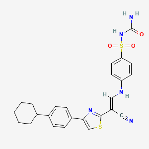 molecular formula C25H25N5O3S2 B2585117 (E)-N-carbamoyl-4-((2-cyano-2-(4-(4-cyclohexylphenyl)thiazol-2-yl)vinyl)amino)benzenesulfonamide CAS No. 797799-73-6
