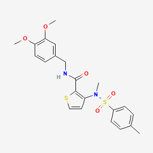 molecular formula C22H24N2O5S2 B2585132 N-(3,4-dimethoxybenzyl)-3-(N,4-dimethylphenylsulfonamido)thiophene-2-carboxamide CAS No. 1116082-53-1