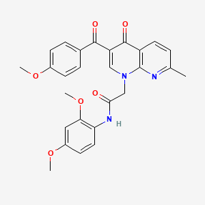 molecular formula C27H25N3O6 B2585133 N-(2,4-dimethoxyphenyl)-2-(3-(4-methoxybenzoyl)-7-methyl-4-oxo-1,8-naphthyridin-1(4H)-yl)acetamide CAS No. 894910-56-6