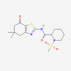 molecular formula C16H23N3O4S2 B2585134 N-(5,5-dimethyl-7-oxo-4,5,6,7-tetrahydrobenzo[d]thiazol-2-yl)-1-(methylsulfonyl)piperidine-2-carboxamide CAS No. 1214665-39-0
