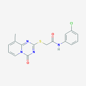 molecular formula C16H13ClN4O2S B2585138 N-(3-chlorophenyl)-2-(9-methyl-4-oxopyrido[1,2-a][1,3,5]triazin-2-yl)sulfanylacetamide CAS No. 896346-94-4