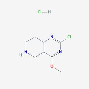 molecular formula C8H11Cl2N3O B2585141 2-Chloro-4-methoxy-5,6,7,8-tetrahydropyrido[4,3-d]pyrimidine;hydrochloride CAS No. 2460756-95-8