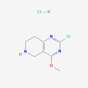 molecular formula C8H11Cl2N3O B2585141 2-氯-4-甲氧基-5,6,7,8-四氢吡啶并[4,3-d]嘧啶；盐酸盐 CAS No. 2460756-95-8