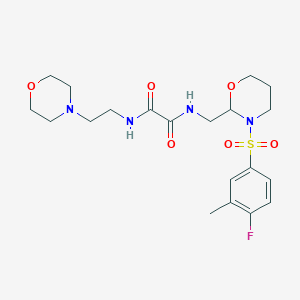 molecular formula C20H29FN4O6S B2585143 N1-((3-((4-fluoro-3-methylphenyl)sulfonyl)-1,3-oxazinan-2-yl)methyl)-N2-(2-morpholinoethyl)oxalamide CAS No. 872724-82-8