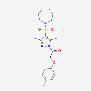 molecular formula C19H24ClN3O4S B2585147 1-({1-[(4-chlorophenoxy)acetyl]-3,5-dimethyl-1H-pyrazol-4-yl}sulfonyl)azepane CAS No. 942851-96-9