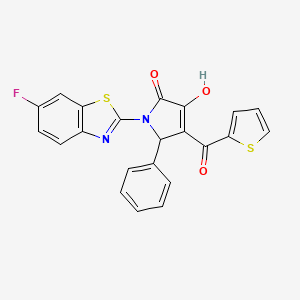 molecular formula C22H13FN2O3S2 B2585153 1-(6-fluorobenzo[d]thiazol-2-yl)-3-hydroxy-5-phenyl-4-(thiophene-2-carbonyl)-1H-pyrrol-2(5H)-one CAS No. 514191-63-0