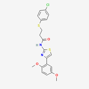 molecular formula C20H19ClN2O3S2 B2585154 3-(4-氯苯基)硫代-N-[4-(2,5-二甲氧基苯基)-1,3-噻唑-2-基]丙酰胺 CAS No. 763090-69-3