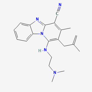 molecular formula C21H25N5 B2585156 1-((2-(二甲氨基)乙基)氨基)-3-甲基-2-(2-甲基烯丙基)苯并[4,5]咪唑并[1,2-a]吡啶-4-碳腈 CAS No. 612037-77-1
