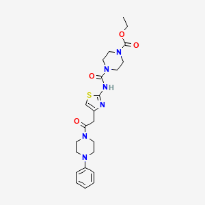 molecular formula C23H30N6O4S B2585167 Ethyl 4-((4-(2-oxo-2-(4-phenylpiperazin-1-yl)ethyl)thiazol-2-yl)carbamoyl)piperazine-1-carboxylate CAS No. 1021220-22-3