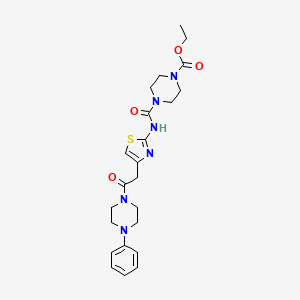 molecular formula C23H30N6O4S B2585167 4-((4-(2-氧代-2-(4-苯基哌嗪-1-基)乙基)噻唑-2-基)氨基甲酰基)哌嗪-1-羧酸乙酯 CAS No. 1021220-22-3