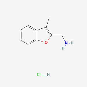 molecular formula C10H12ClNO B2585168 (3-Metil-1-benzofuran-2-il)metanamina; clorhidrato CAS No. 2344681-06-5