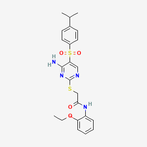 2-({4-amino-5-[4-(propan-2-yl)benzenesulfonyl]pyrimidin-2-yl}sulfanyl)-N-(2-ethoxyphenyl)acetamide