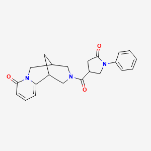 molecular formula C22H23N3O3 B2585190 3-(5-oxo-1-phenylpyrrolidine-3-carbonyl)-3,4,5,6-tetrahydro-1H-1,5-methanopyrido[1,2-a][1,5]diazocin-8(2H)-one CAS No. 1212168-10-9