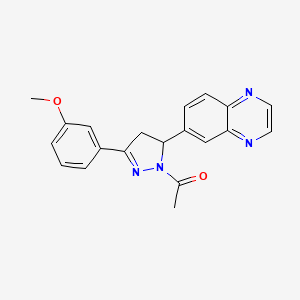 molecular formula C20H18N4O2 B2585191 1-(3-(3-methoxyphenyl)-5-(quinoxalin-6-yl)-4,5-dihydro-1H-pyrazol-1-yl)ethanone CAS No. 946309-93-9