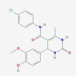 molecular formula C19H18ClN3O4 B2585200 N-(4-chlorophenyl)-4-(4-hydroxy-3-methoxyphenyl)-6-methyl-2-oxo-1,2,3,4-tetrahydropyrimidine-5-carboxamide CAS No. 421575-93-1