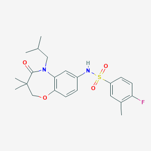 molecular formula C22H27FN2O4S B2585202 4-fluoro-N-(5-isobutyl-3,3-dimethyl-4-oxo-2,3,4,5-tetrahydrobenzo[b][1,4]oxazepin-7-yl)-3-methylbenzenesulfonamide CAS No. 922057-62-3