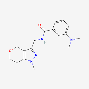 3-(dimethylamino)-N-({1-methyl-1H,4H,6H,7H-pyrano[4,3-c]pyrazol-3-yl}methyl)benzamide