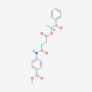 molecular formula C21H21NO6 B258522 Methyl 4-{[4-(1-methyl-2-oxo-2-phenylethoxy)-4-oxobutanoyl]amino}benzoate 