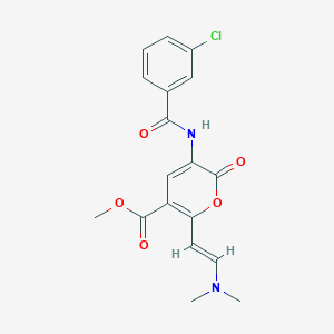 molecular formula C18H17ClN2O5 B2585220 3-[(3-氯苯甲酰)氨基]-6-[(E)-2-(二甲氨基)乙烯基]-2-氧代-2H-吡喃-5-羧酸甲酯 CAS No. 341966-05-0